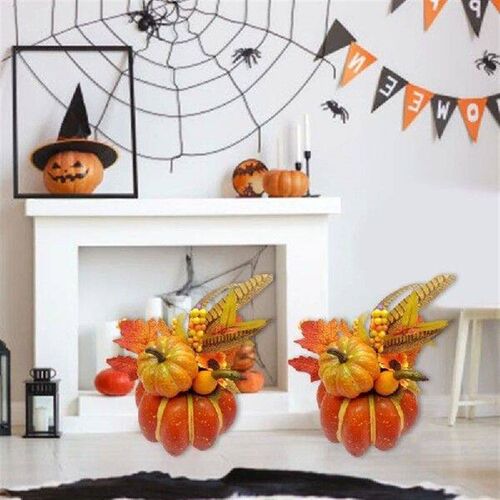 Lifelikes Foam Pumpkin Vase with Flowers for Halloweens and