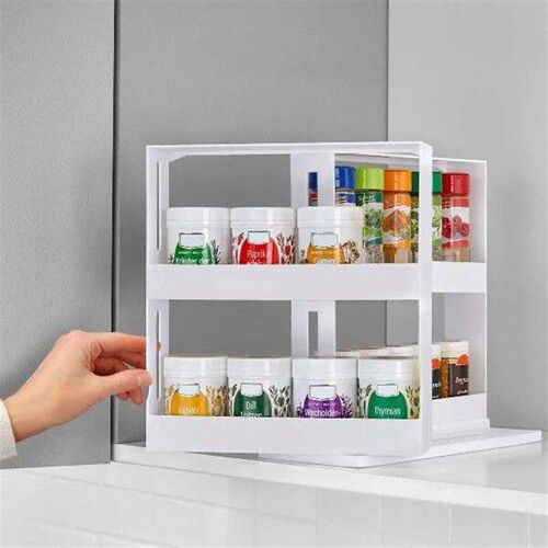 2 Layer Storage Kitchen Rotating Organize Spices Jar Bottle