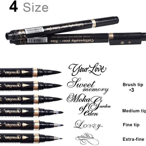 Calligraphy Pen - Reastar 6 Pcs Black Brush Marker Pen Hand