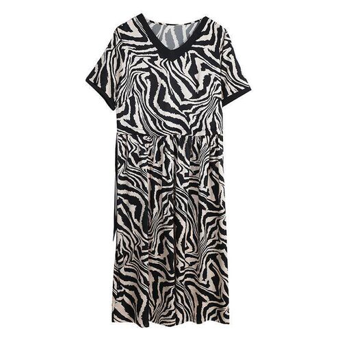 Dress Womens Summer New Fashion Stylish V-neck Stitching Sa