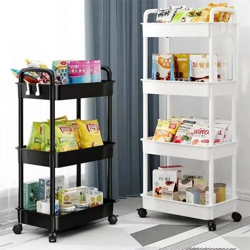 Bookshelf Storage Trolley Mobile Kitchen Organizer Cart With