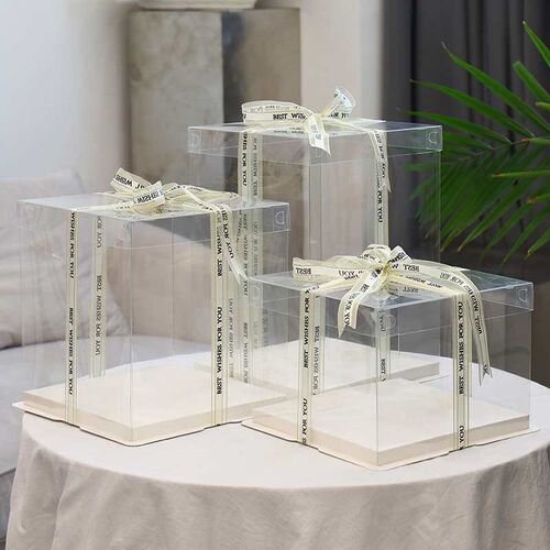 Full transparent birthday cake box 4/6/8/10/12/14 inch doubl