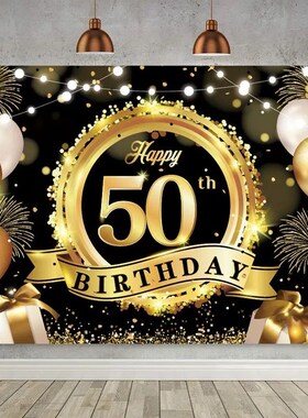 Happy 50th Birthday Backdrop Background Banner For Man Napki