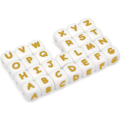 10Pcs/Lot 12mm White Alphabet English Silicone Letters Beads