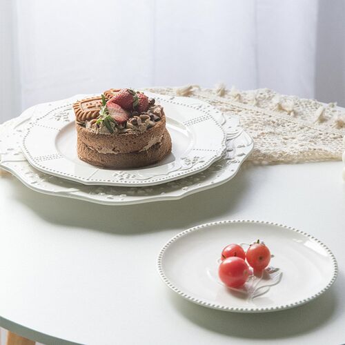 pure white round plates Dinner plate home cerami bowl 盘子