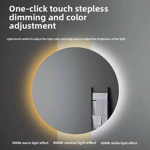 Round Mirror Wall-mounted Smart Bathroom Mirror Led Touch Sc