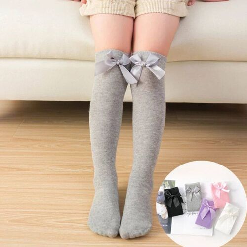 girl socks long sock over knee high bow baby winter girls to
