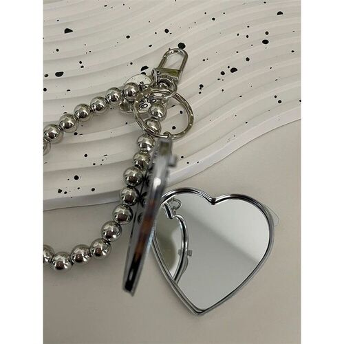 Metal Key Chain with Heart Shaped Mirror  Style Bag Pendant