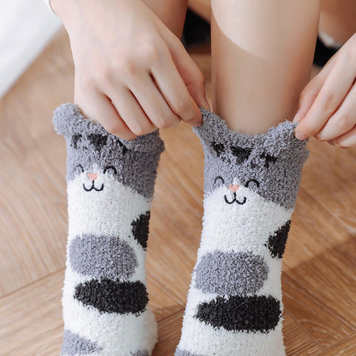 Cat Ears Socks Womens Cartoon Warm Socks Winter Thickness S