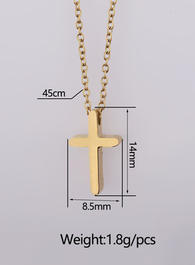 Mirror Stainless Steel Exquisite Small Hole Bead Cross Neckl