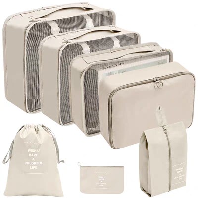 7PCS Compression Packing Cubes Travel Luggage Organizer bag