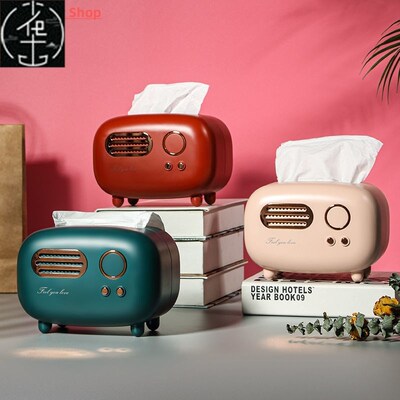 Retro Radio Model Tissue Box Desktop Paper Holder Vintage Di