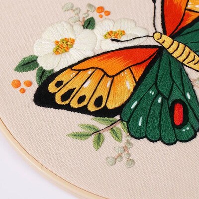 DIY Embroidery Kit Butterfly Printed Pattern for Beginner Cr