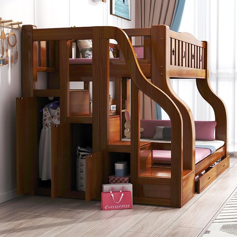 全实木上下床层床两层多功能高低床小户型上下铺木床儿童子母床,住宅家具,高低/子母床,淘宝优惠券,粉丝福利购,淘宝优惠卷