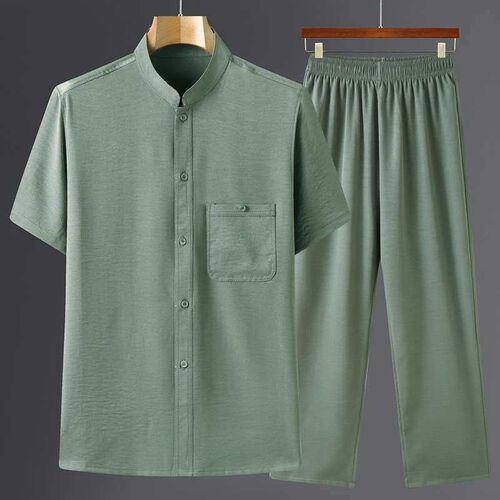 Shirt Mens Summer Short-sleeved Stand Collar Loose Large Si