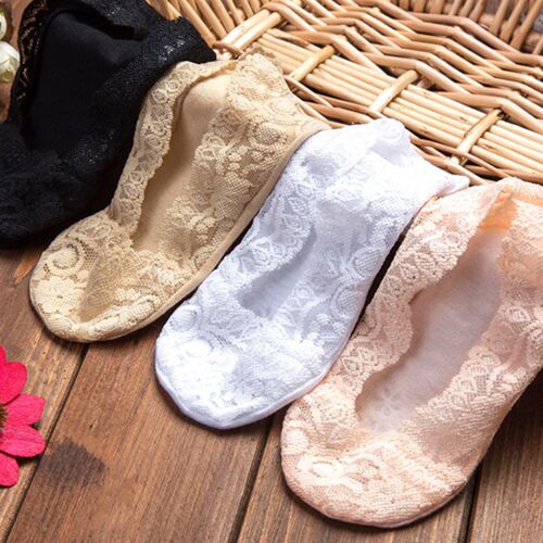 Summer women girl Silica Gel  Lace Boat Socks Invisible Cott