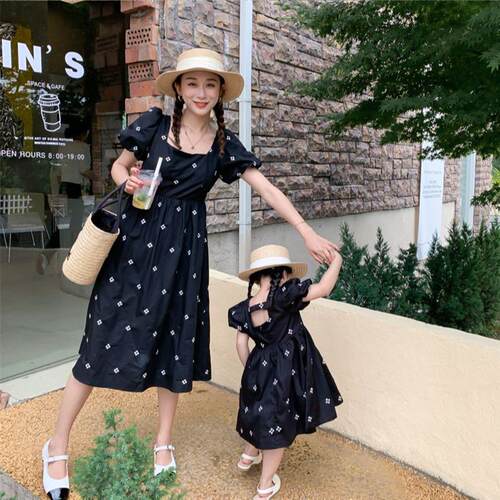 Mother and Daughter Dress Family Matching Suit Strapless Flo