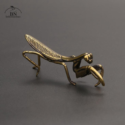 Copper Mantis Miniature Ornament Tea Pet Antique Solid Insec