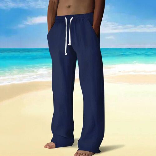 Spring and summer mens casual cotton and linen Long pants l