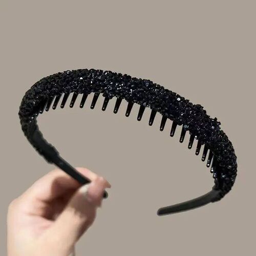 Non-slip Rhinestone Hair Hoops Bands Women Toothed Elastic H