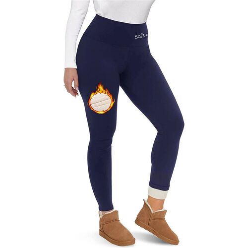 Embroidered Fleece Leggings Winter Warm Pants for Women High