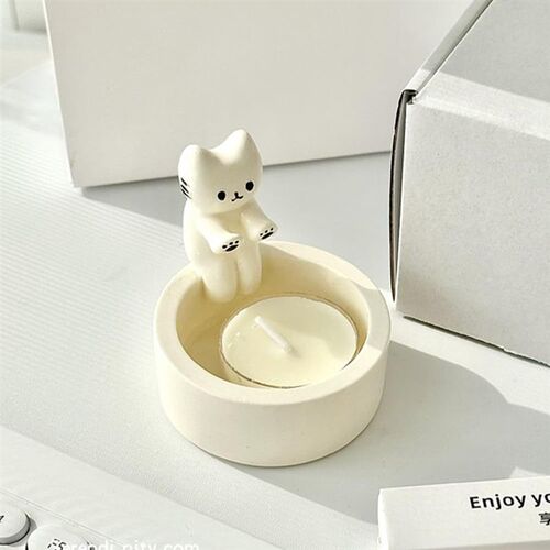 Cartoon Kitten Candle Holder卡通小猫蜡烛架情人节小猫取暖装饰