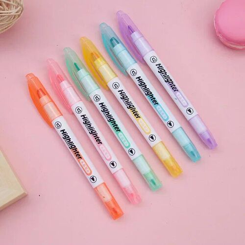 6 Colors/Set Unique Window Tip Highlighter Pen Double Head P