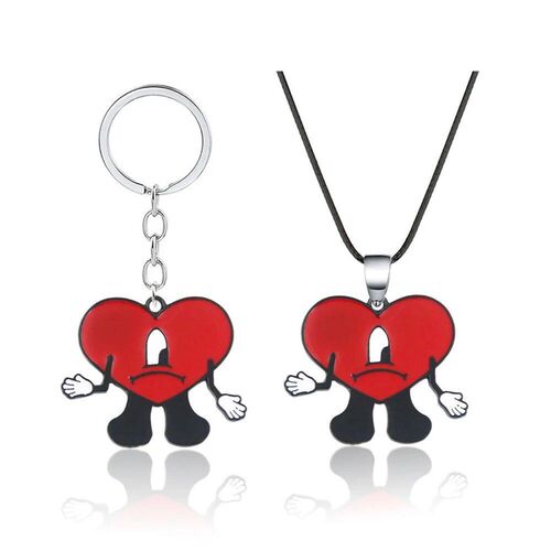 Cute Rabbit Bad Bunny Keychain Fashion Heart Pendant Keyring