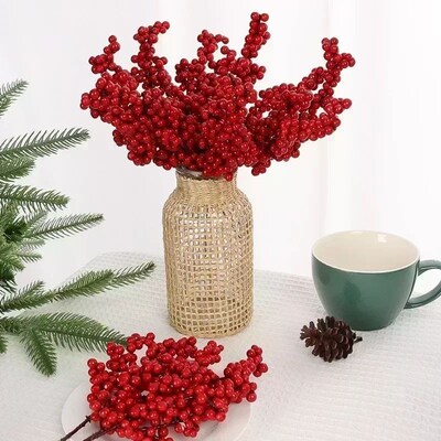 Artificial Berries Christmas Decoration Red Berry Branches f