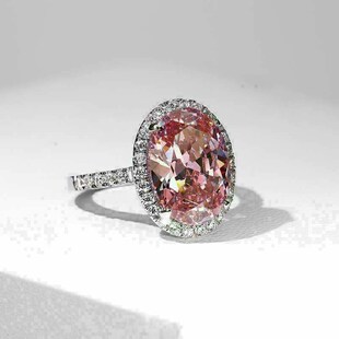 Ellipse Ring 2025 Pink Zircon Fashion Exquisite Imitation Mo
