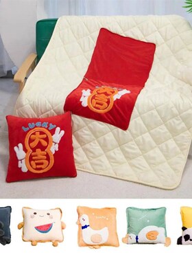 Throw Pillow Blanket 2-in-1 Foldable Pillow Quilt Cute Carto