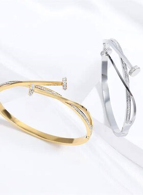 Luxury Unique Double Crystal Nail Head Cross Stainless Steel