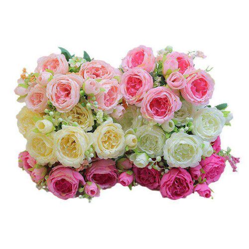 30cm Rose Pink Silk Peony Artificial Flowers Bouquet 5 Big H