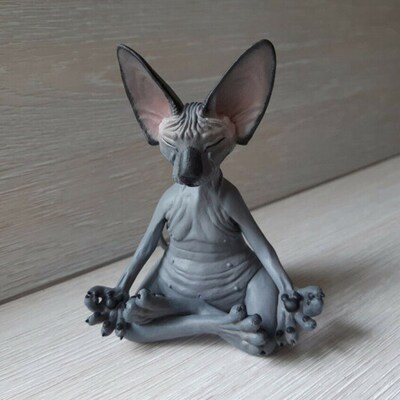 Meditation Yoga Happy Cat Whimsical Buddha Sphinx Cat Figuri