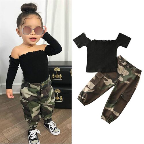 1-6Y Fashion Kids Baby girl Clothing Girl Outfits Black Shor