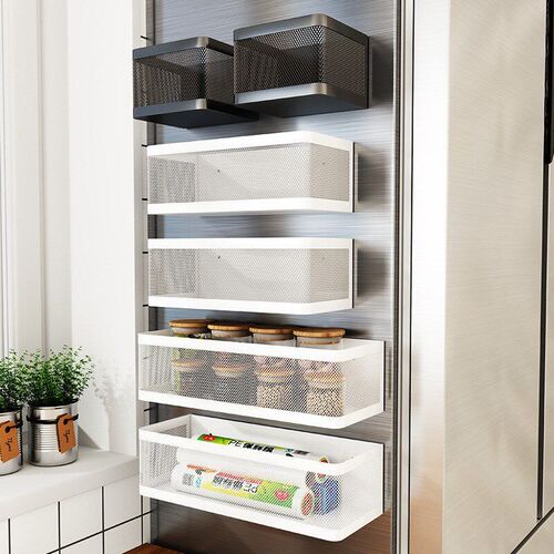 Magnetic Refrigerator Side Storage Rack Iron Space Saving Si