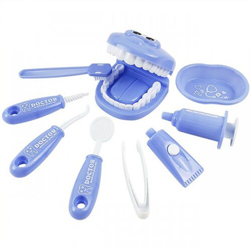 9Pcs Kids Pretend Play Toy Dentist Check Teeth Model Set