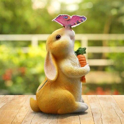 Cute Garden Rabbit Statue Solar Energy Light Waterproof