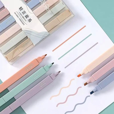6pcs/set Pastel Color Highlighter Kawaii Stationery Color Ma