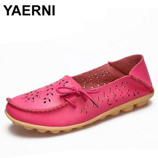 YAERNI20 colors Real leather flat shoes Woman Fashion leisur