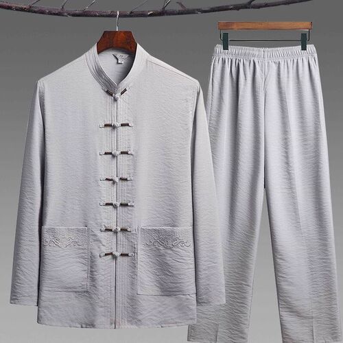 Middle-aged And Elderly Tang Suit Mens Long-sleeved Cotton