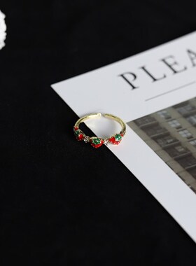 Ins Girl Heart Strawberry Open Ring Female Korean Simple Wil