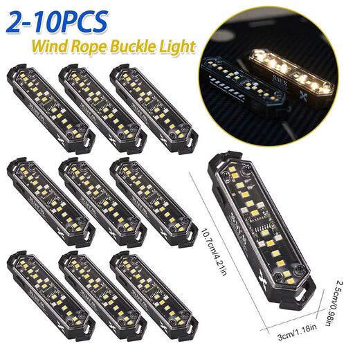 2-10PCS Wind Rope Buckle Light IPX4 Waterproof Wind Rope War