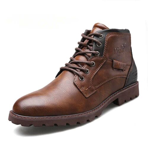 Leather Men Ankle Boots High Top Shoes Autumn Outdoor Work C