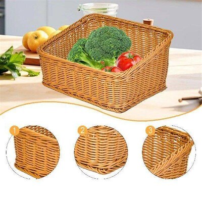 Hand Woven Basket Fruit Holder Lightweight Rustic Slant