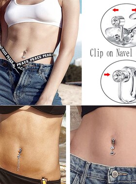 Faux Fake Belly Butterfly Fake Belly Piercing Leaves Clip on