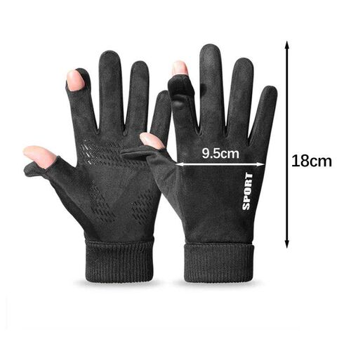 Faux Suede Gloves Winter Men Soft Cycling Anti-Slip Gloves H