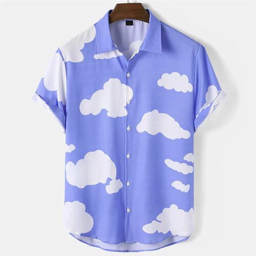 Mens Shirts Short Sleeve Cloud Printed ops Hawaiian Holiday