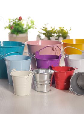 幼儿园小学生画画水桶美术绘画迷你桶可爱糖果色手提铁皮小号定制