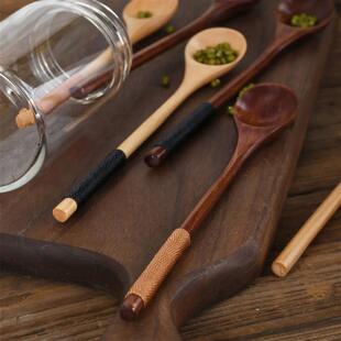Wooden Tea Spoon Long Coffee Spoons Small Teaspoon Set Wood